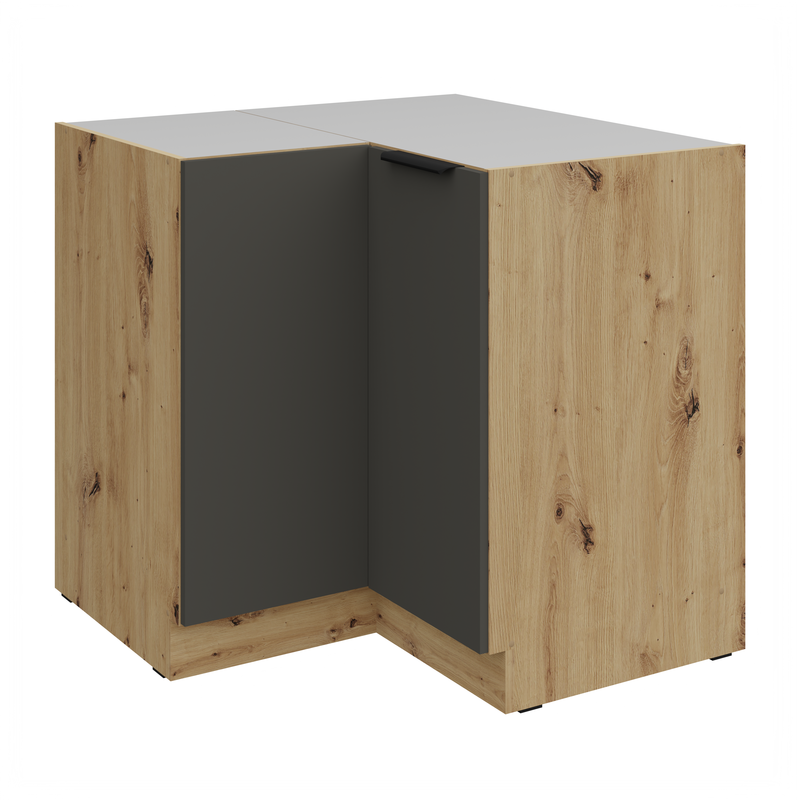 Kuchyňská skříňka ARIA  90x90 DN 2F BB korpus dub artisan, dvířka šedá