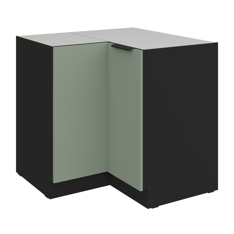 Kuchyňská skříňka ARIA  90x90 DN 2F BB korpus černá, dvířka Aquamarine-SA