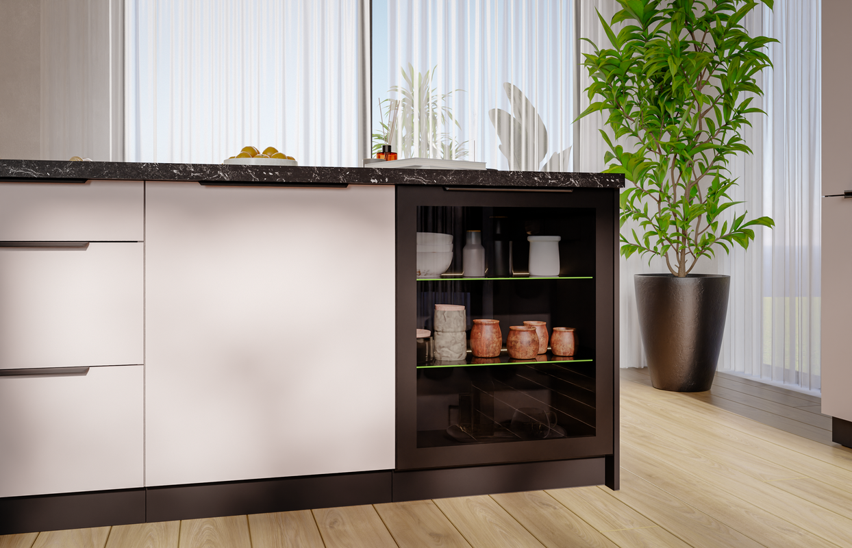 Spodní prosklená kuchyňská skříňka 40 DW 1F BB, černá