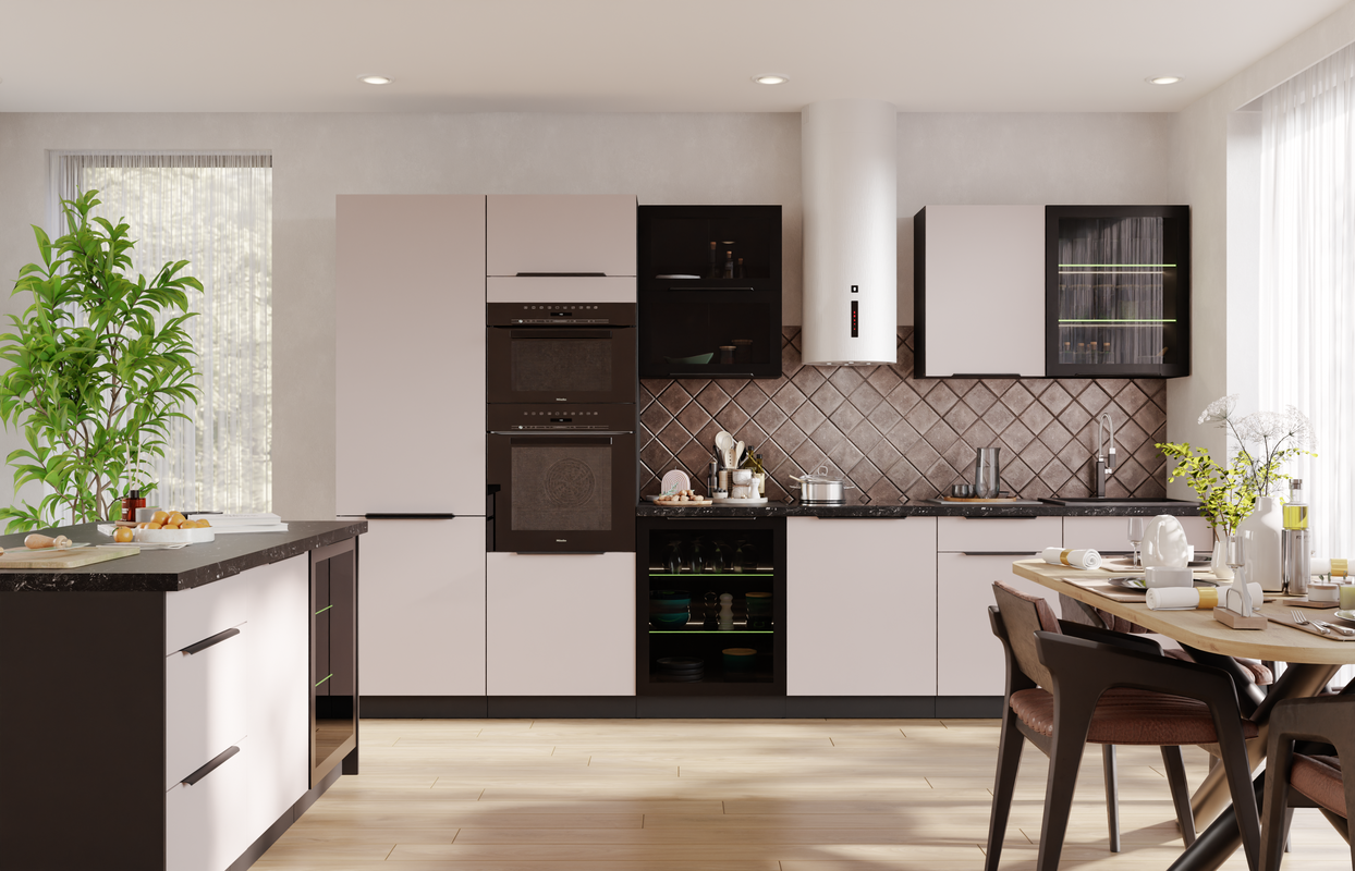 Spodní prosklená kuchyňská skříňka 40 DW 1F BB, černá