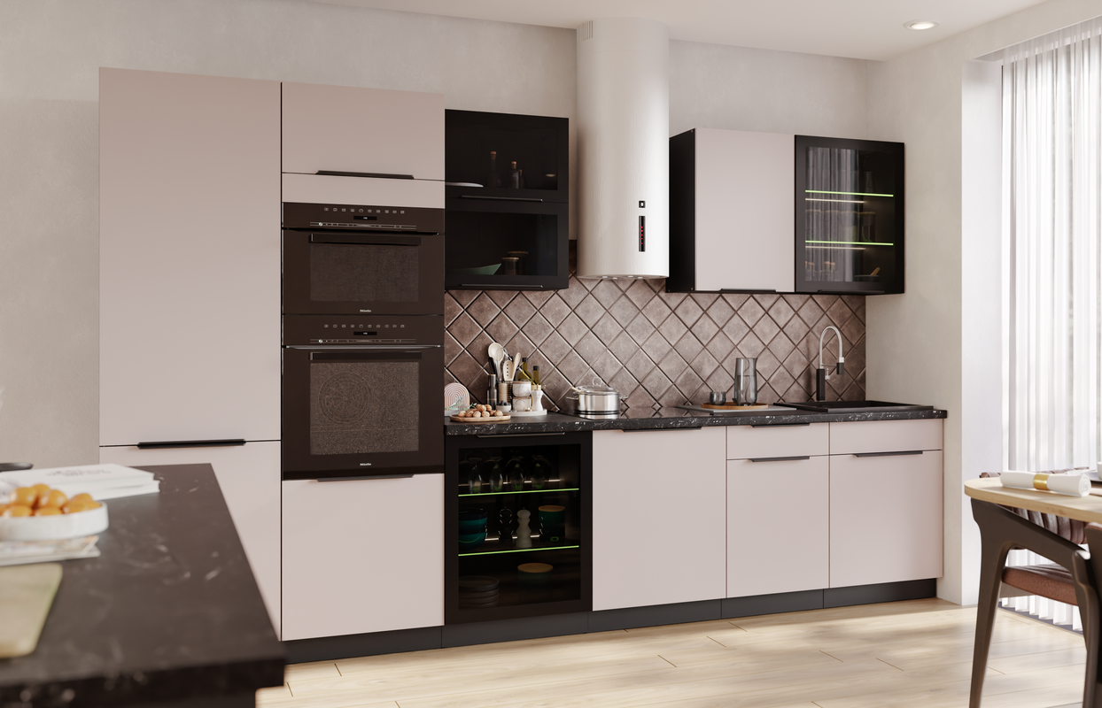 Spodní prosklená kuchyňská skříňka 40 DW 1F BB, černá