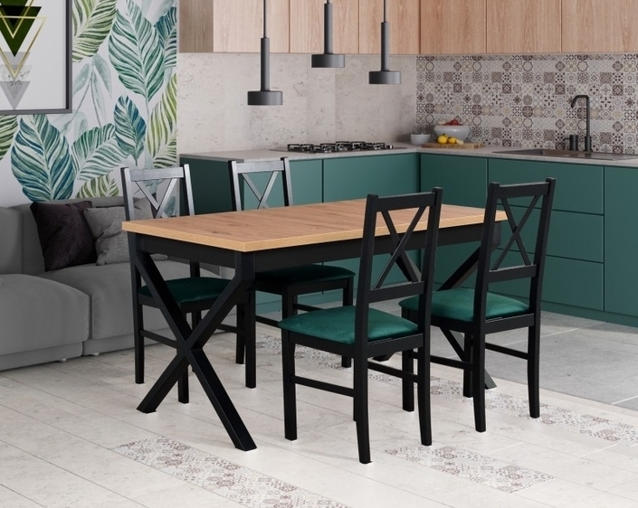 Jídelní sestava DX 29 odstín dřeva (židle + nohy stolu) černá, o