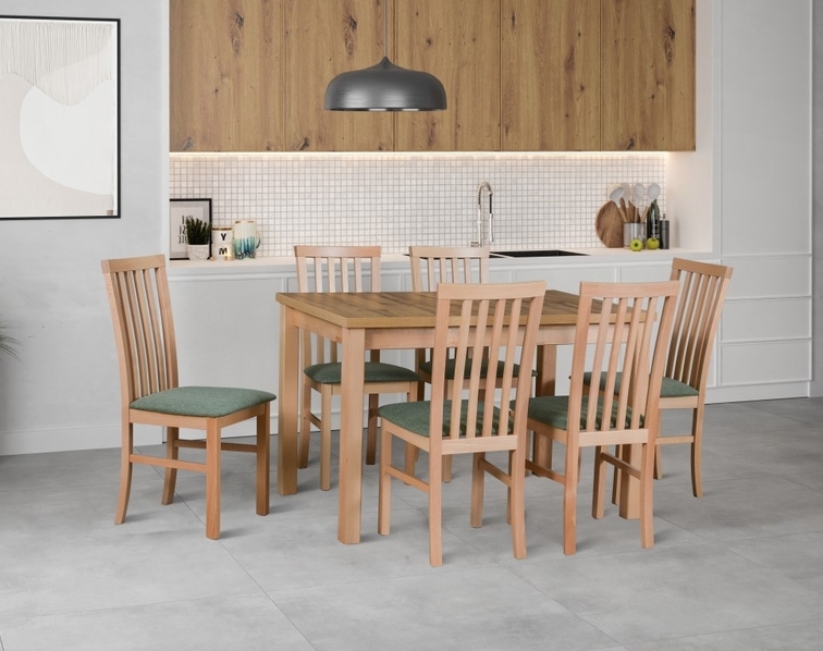 Jídelní sestava DX 31 odstín dřeva (židle + nohy stolu) bílá, od