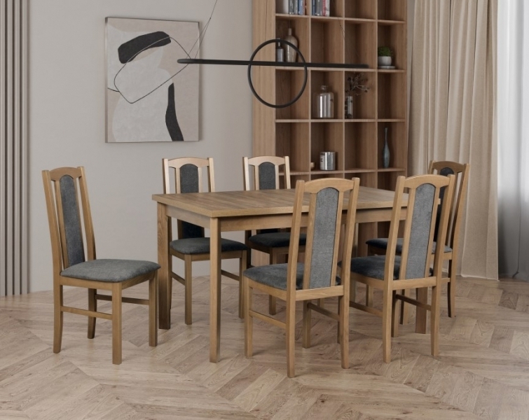 Jídelní sestava DX 11 odstín dřeva (židle + nohy stolu) sonoma,