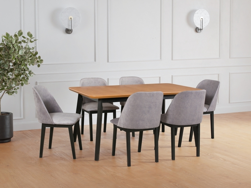 Jídelní sestava DX 36 odstín dřeva (židle + nohy stolu) ořech, o