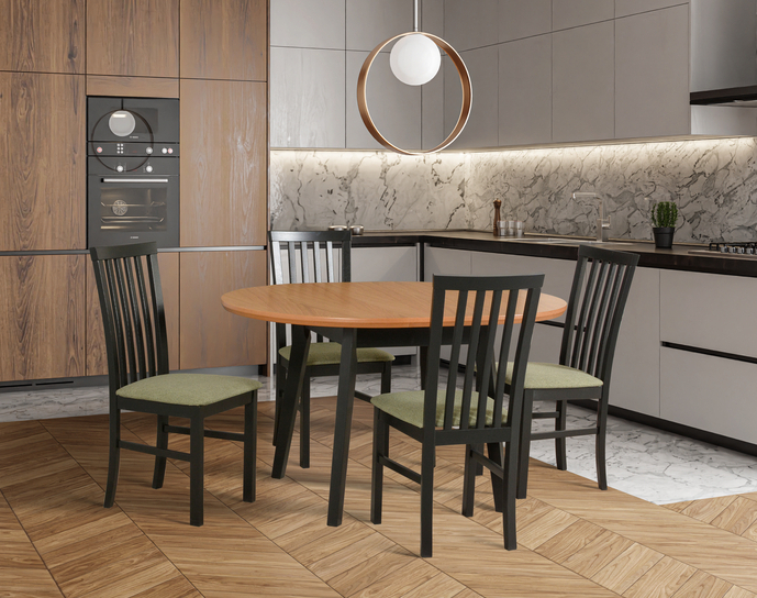 Jídelní sestava DX 17 odstín dřeva (židle + nohy stolu) bílá, od