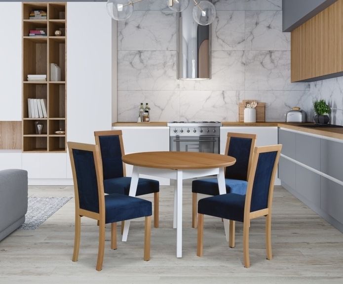 Jídelní sestava DX 14 odstín dřeva (židle + nohy stolu) bílá, od