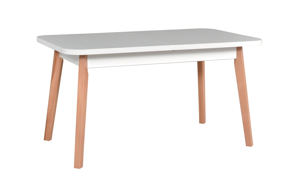 Jídelní stůl OSLO 6 deska stolu bílá, nohy stolu buk