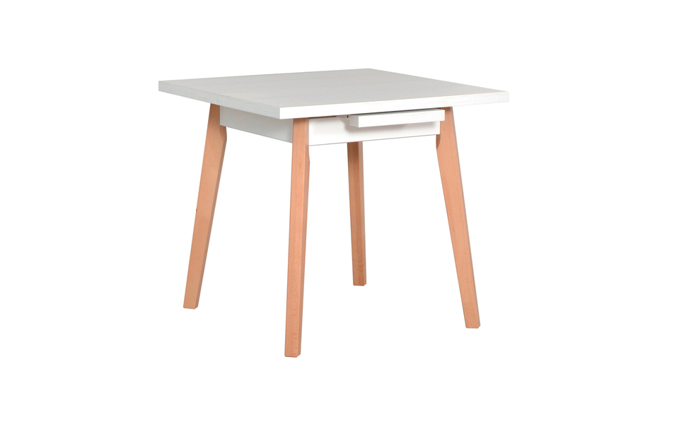 Jídelní stůl OSLO 1 L deska stolu bílá, podstava stolu bílá, noh