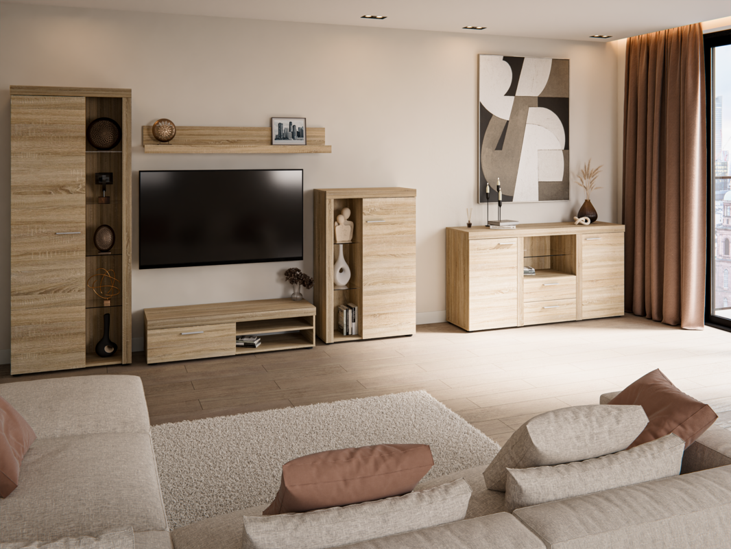Obývací stěna a komoda RUMBA dub sonoma