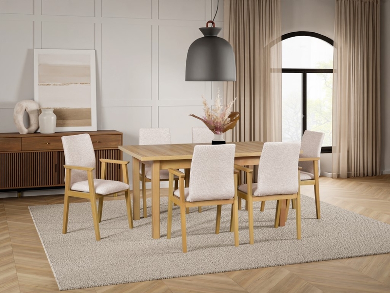 Jídelní sestava DX 35 odstín dřeva (židle + nohy stolu) bílá, od
